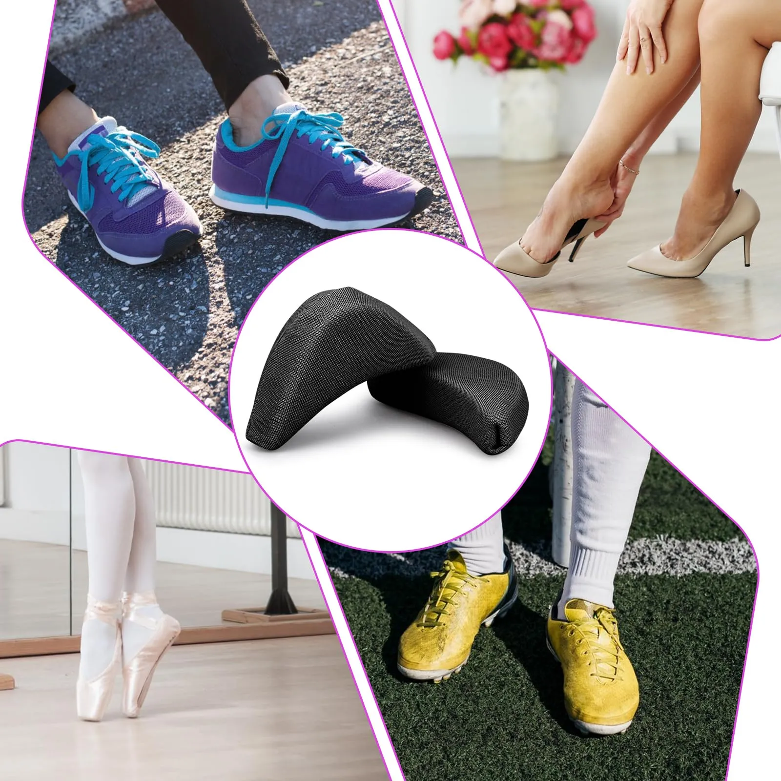 5 Pairs Toe Filler Inserts Soft Large Toe Post Adjustable Shoe Filler Breathable Forefoot Pad Shoe Filler Unisex Shoe Pad Sponge Foot Brace Pad for Women Girls High Heel (Black) Black
