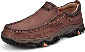 bumuam Men's Waterproof Hiking Shoes, Men's Slip On Hands Non Slip Work Loafers, No Laces Lightweight Breathable Casual Sneaker, for Outdoor Hiking