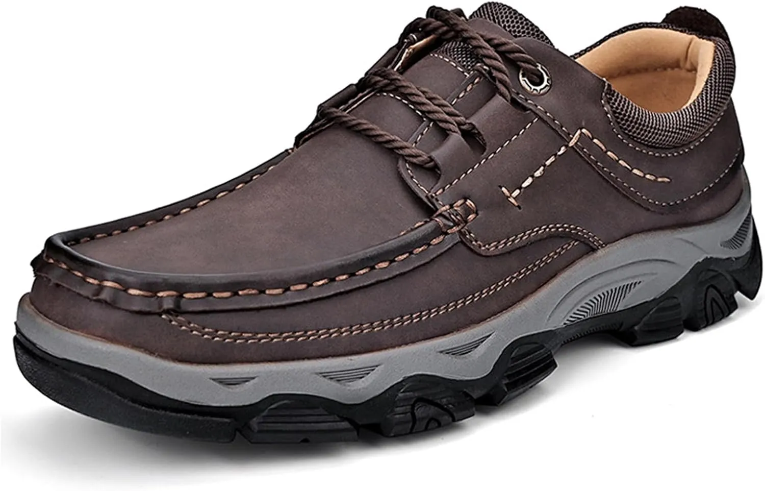 bumuam Men's Waterproof Hiking Shoes, Men's Slip On Hands Non Slip Work Loafers, No Laces Lightweight Breathable Casual Sneaker, for Outdoor Hiking