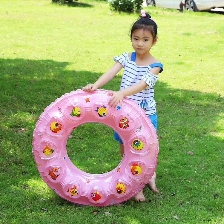 Cartoon Pattern Double Airbag Thickened Inflatable Swimming Ring Crystal Swimming Ring, Size:90 cm(Yellow)
