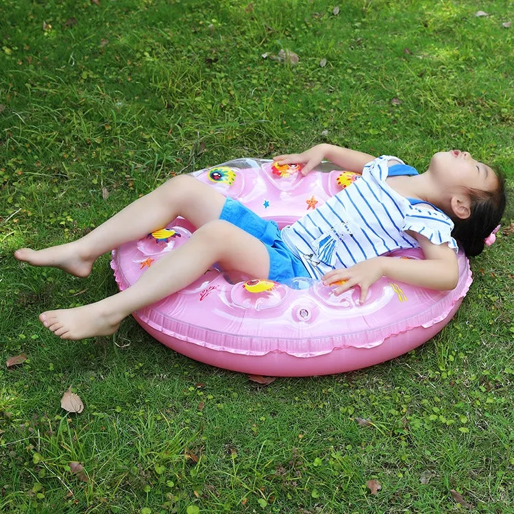 Cartoon Pattern Double Airbag Thickened Inflatable Swimming Ring Crystal Swimming Ring, Size:90 cm(Yellow)