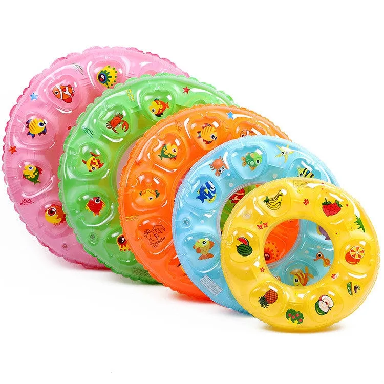 Cartoon Pattern Double Airbag Thickened Inflatable Swimming Ring Crystal Swimming Ring, Size:90 cm(Yellow)