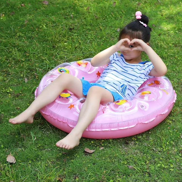 Cartoon Pattern Double Airbag Thickened Inflatable Swimming Ring Crystal Swimming Ring, Size:90 cm(Yellow)