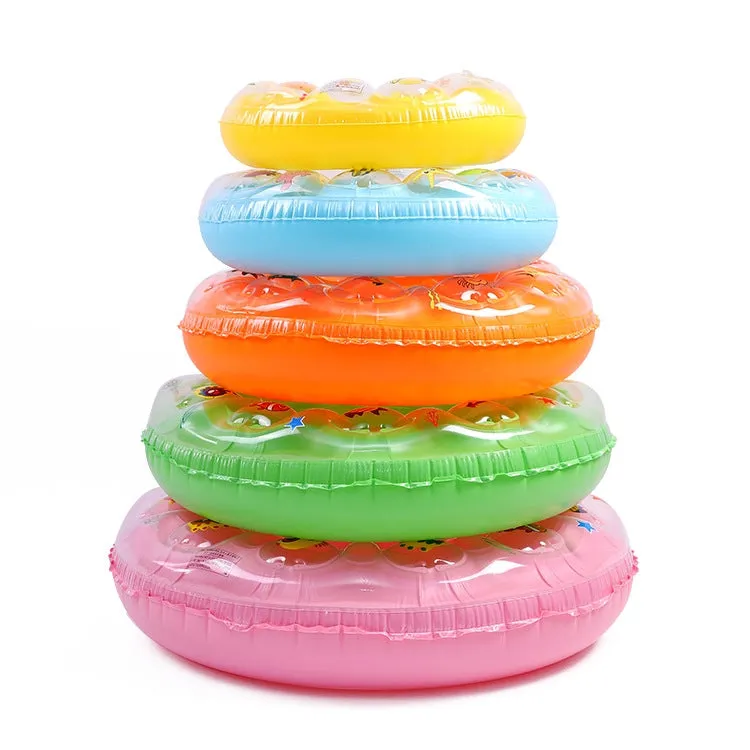 Cartoon Pattern Double Airbag Thickened Inflatable Swimming Ring Crystal Swimming Ring, Size:90 cm(Yellow)