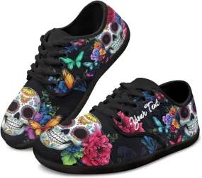 Customized Skull Walking Barefoot Shoes Slip On Business Flats Work Loafers Sneakers for Women Men