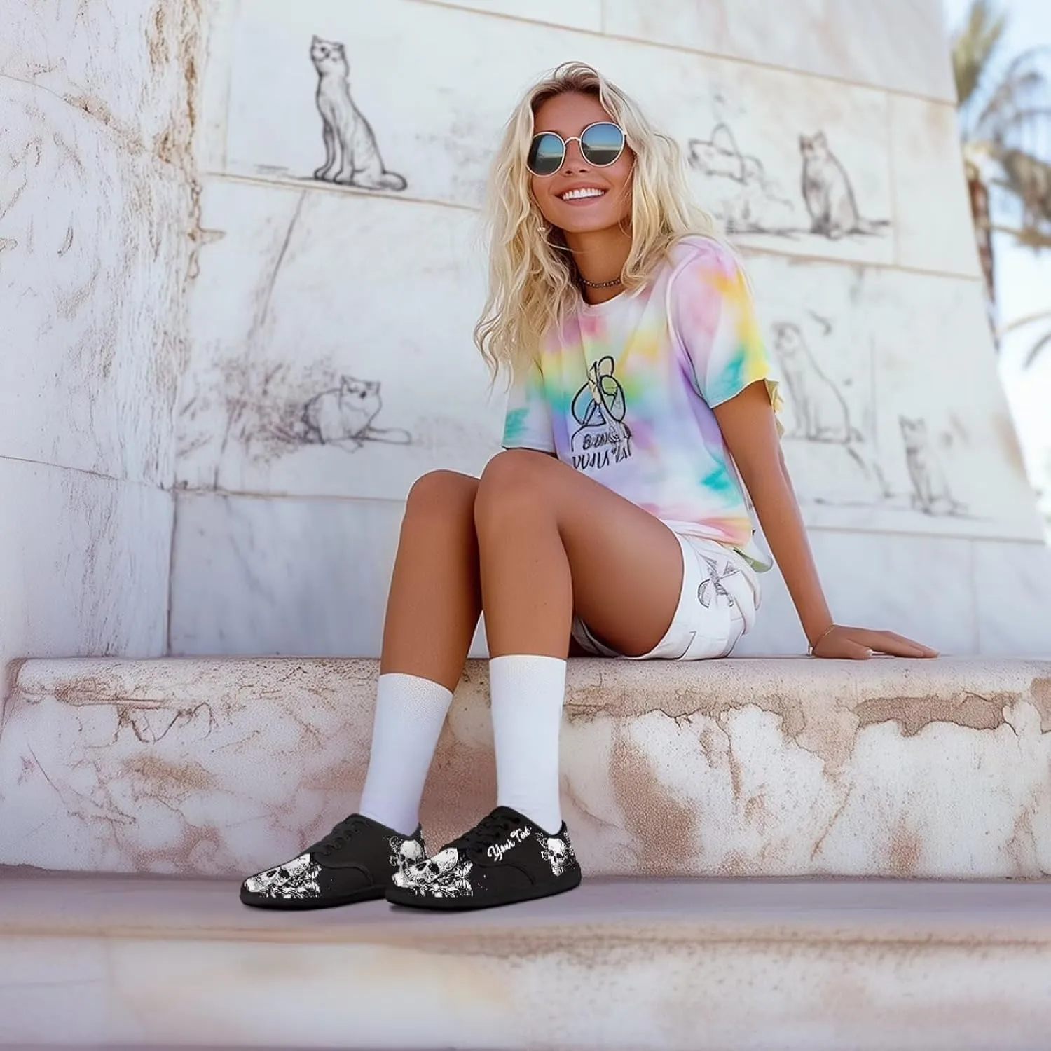 Customized Skull Walking Barefoot Shoes Slip On Business Flats Work Loafers Sneakers for Women Men