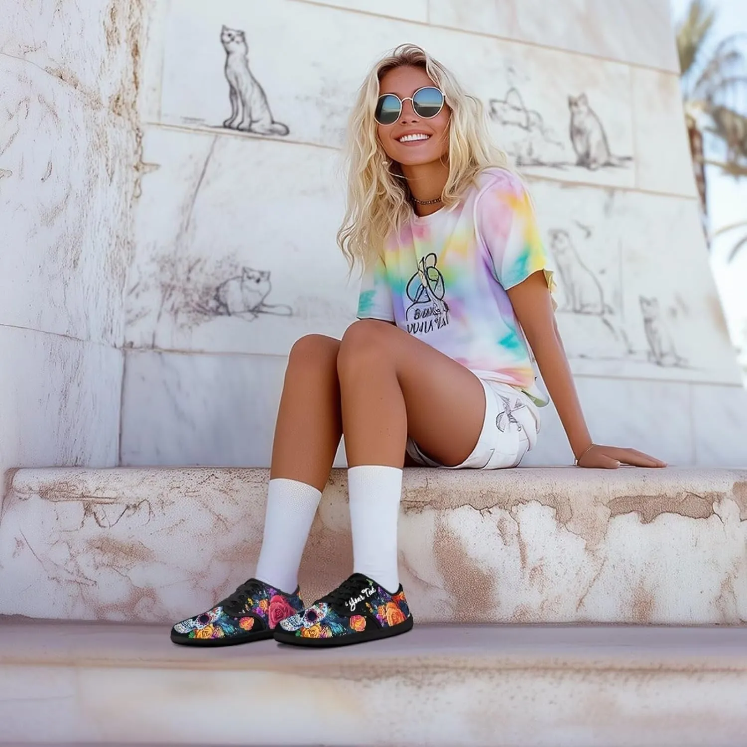 Customized Skull Walking Barefoot Shoes Slip On Business Flats Work Loafers Sneakers for Women Men