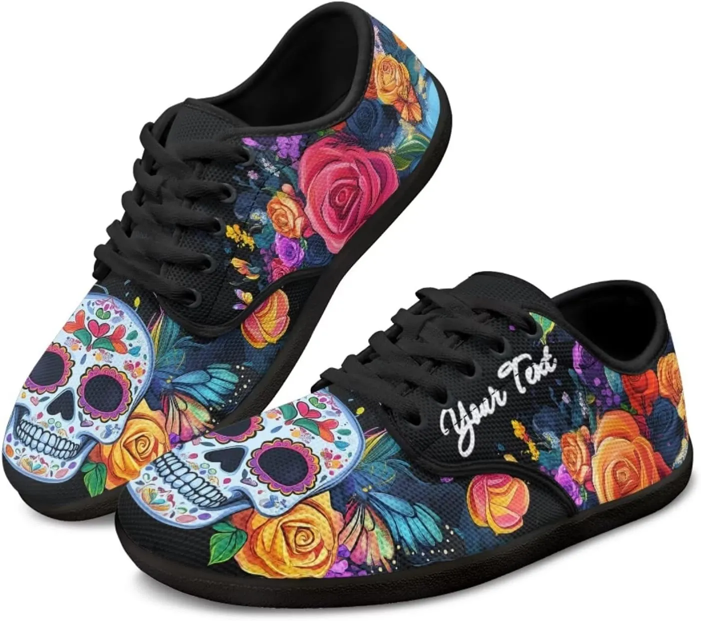 Customized Skull Walking Barefoot Shoes Slip On Business Flats Work Loafers Sneakers for Women Men