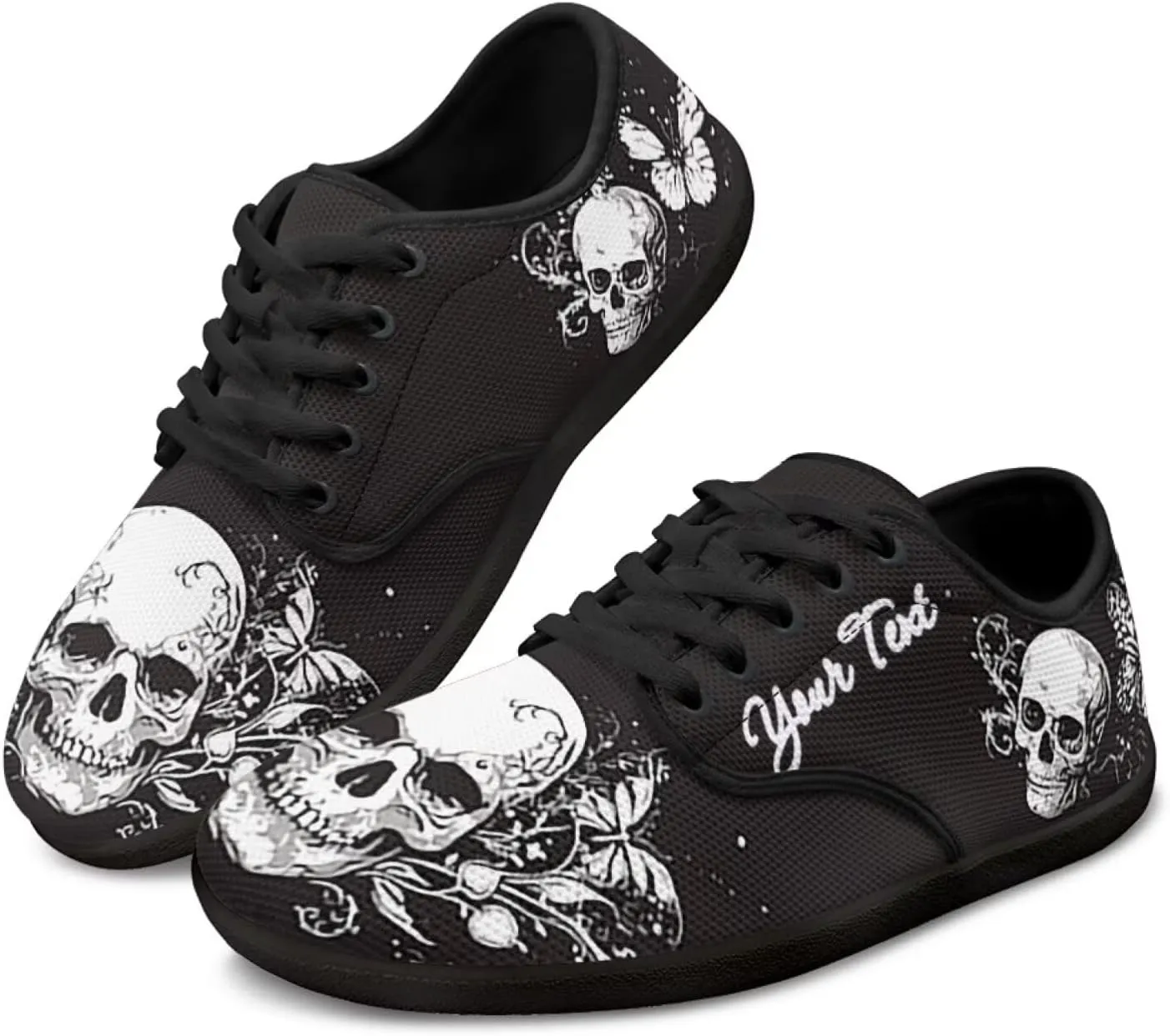 Customized Skull Walking Barefoot Shoes Slip On Business Flats Work Loafers Sneakers for Women Men