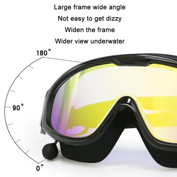 HAIZID Large Frame Waterproof Anti-Fog Swimming Goggles With Earplugs(White)