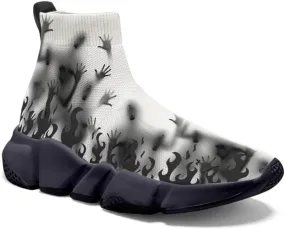 Hetios Mens Walking Shoes Graffiti Sneakers Running Shoes Sock Shoes Lightweight Comfy Breathable Multicolor