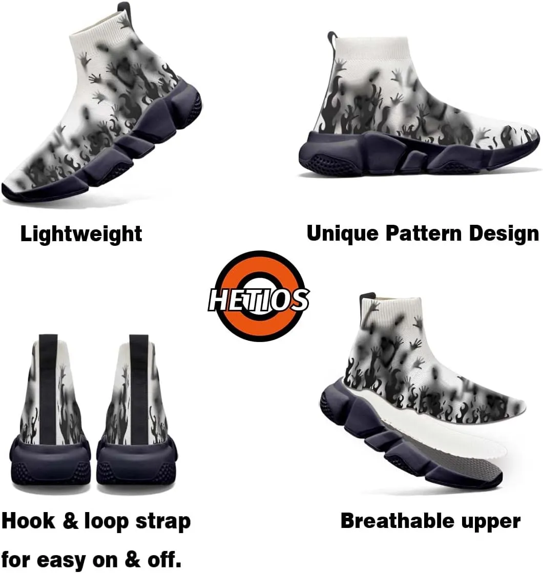Hetios Mens Walking Shoes Graffiti Sneakers Running Shoes Sock Shoes Lightweight Comfy Breathable Multicolor