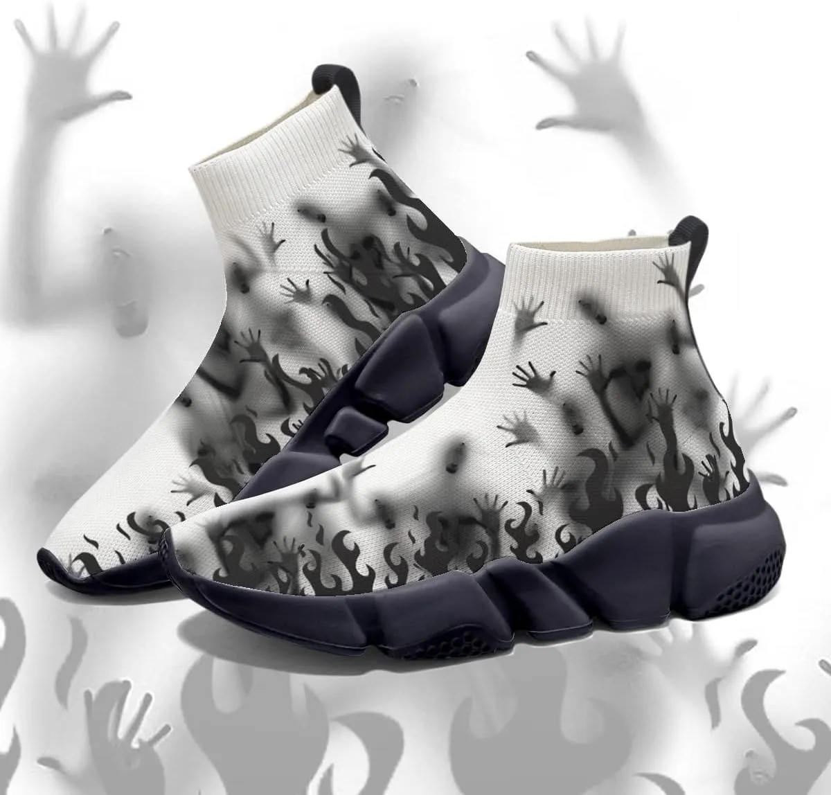 Hetios Mens Walking Shoes Graffiti Sneakers Running Shoes Sock Shoes Lightweight Comfy Breathable Multicolor