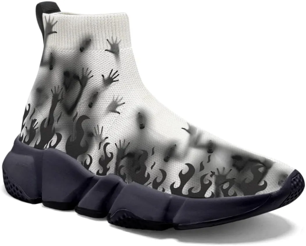 Hetios Mens Walking Shoes Graffiti Sneakers Running Shoes Sock Shoes Lightweight Comfy Breathable Multicolor