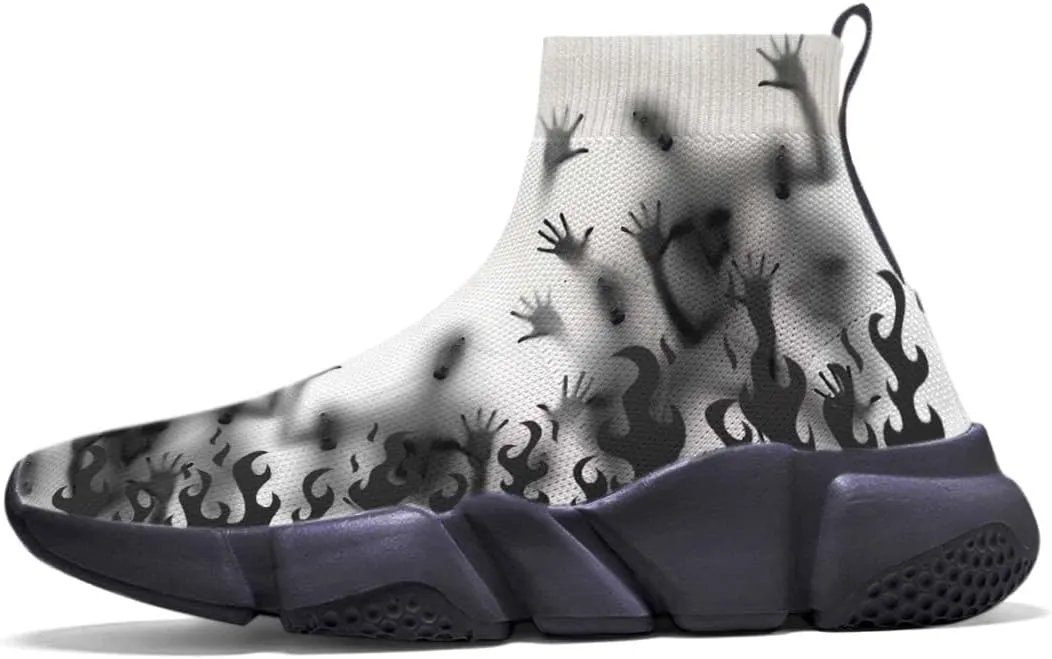 Hetios Mens Walking Shoes Graffiti Sneakers Running Shoes Sock Shoes Lightweight Comfy Breathable Multicolor