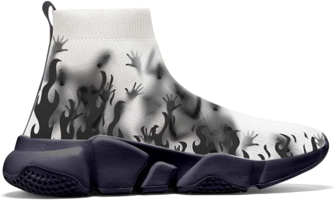 Hetios Mens Walking Shoes Graffiti Sneakers Running Shoes Sock Shoes Lightweight Comfy Breathable Multicolor