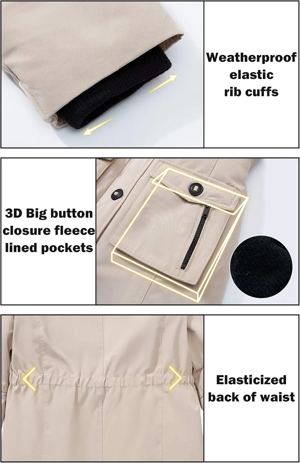 maoo garden Girls Winter Coats Heavyweight Waterproof Jacket Mid-Length Fur Hooded Parka