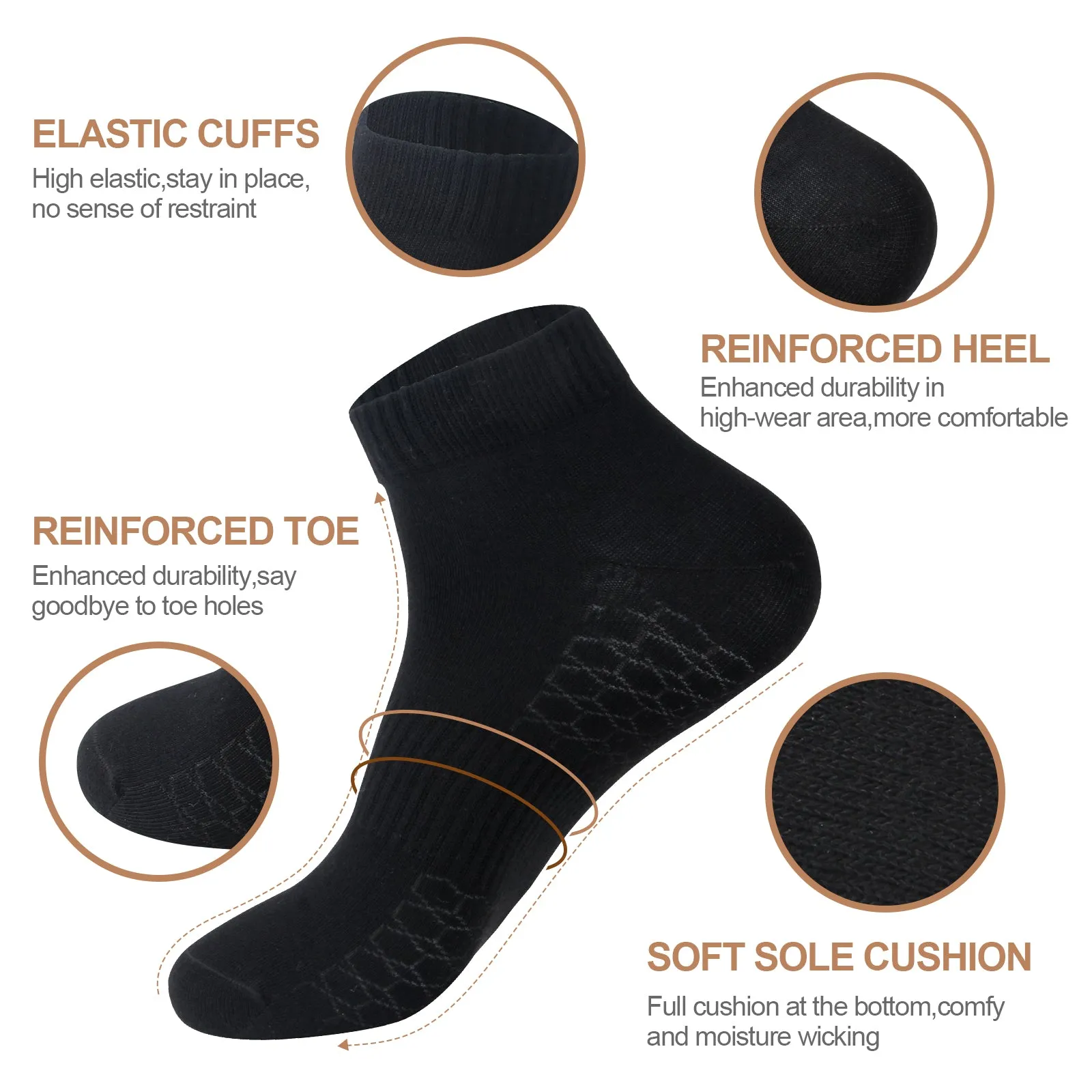 NPET 6 Pack Mens Women Cushioned Socks for Running