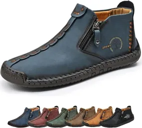 Phanile Men's Walking Shoes, Outdoor Comfy Arch Waterproof, Casual Handmade Work Boots Driving Loafers, Green, US 6