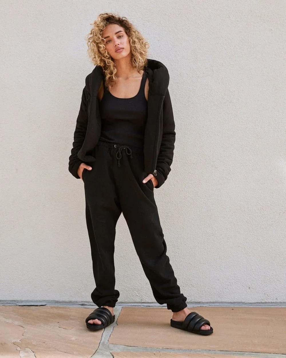 ROAM Puffy Sandals Black Vegan Leather