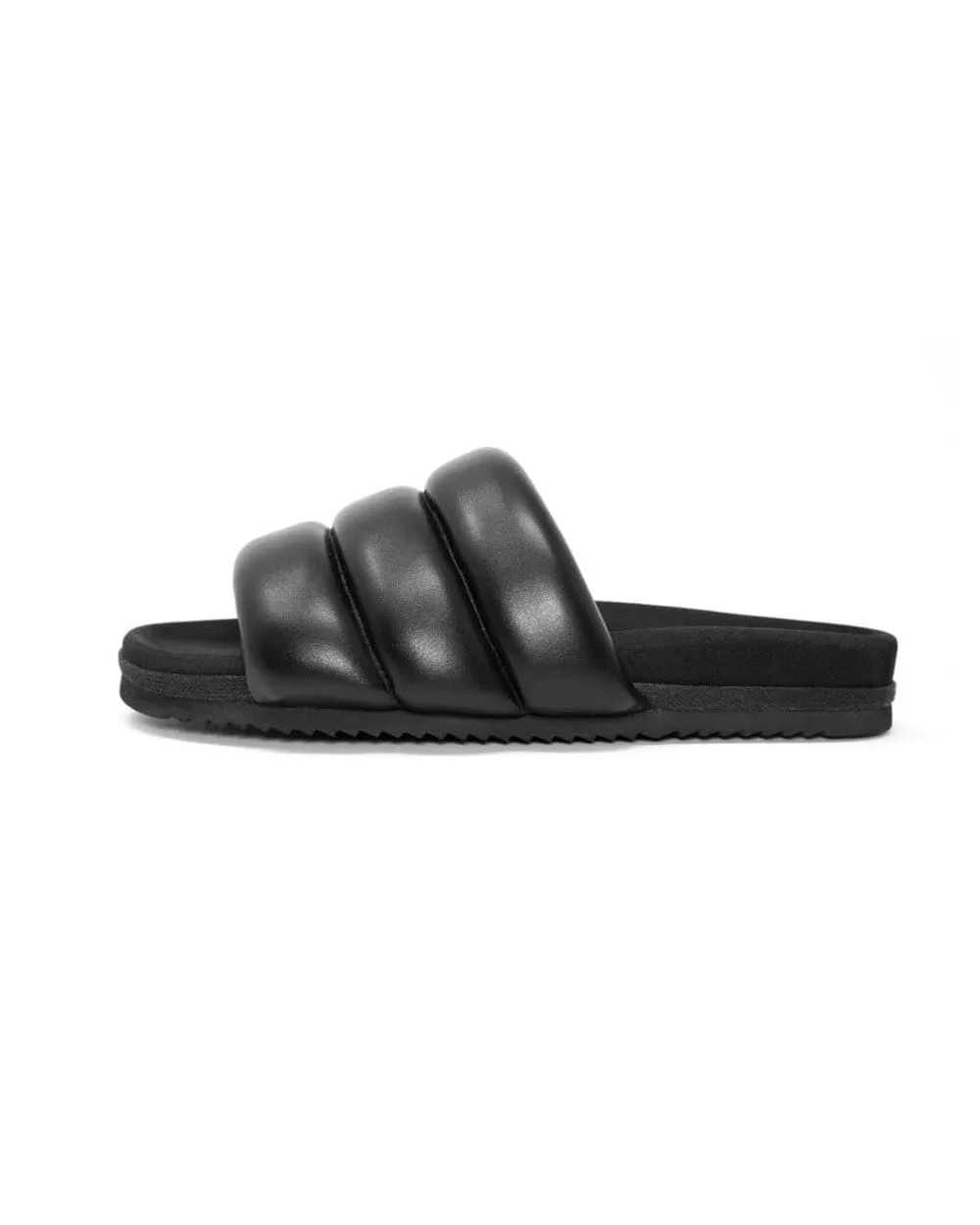 ROAM Puffy Sandals Black Vegan Leather