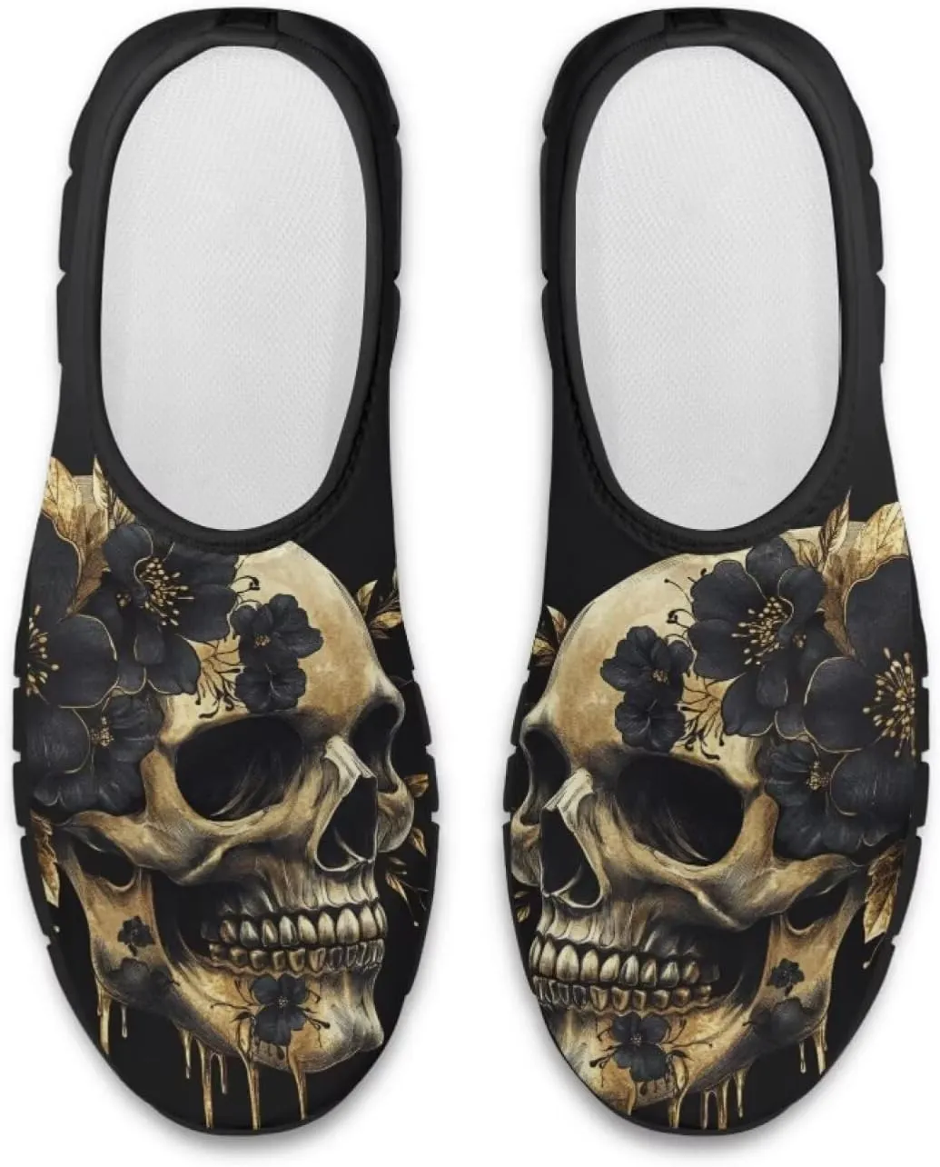 Skull Walking Shoes Casual Tennis Flat Work Loafer Wide Toe Driving Shoe Hiking Sneaker for Women