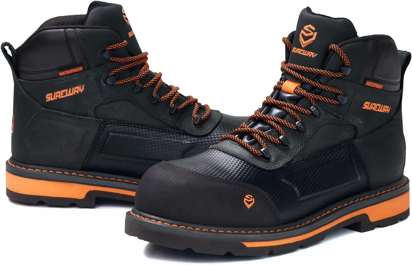 SUREWAY Men's 6" Soft/Composite Toe Heavy Duty Waterproof Work Boot Goodyear Welt Oil/Slip Resistant Dual-Density Comfortable Outsole Crazy Horse Leather EH Construction Industrial Safety Work Boots