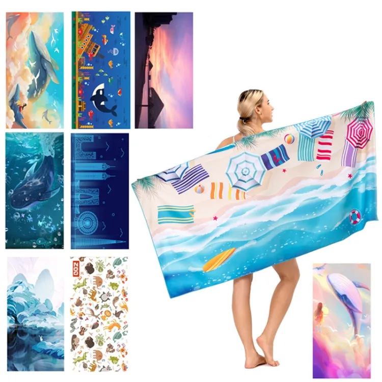 SY004 Resort Seaside Portable Diving Printed Microfiber Beach Towel(Linear Suzhou)