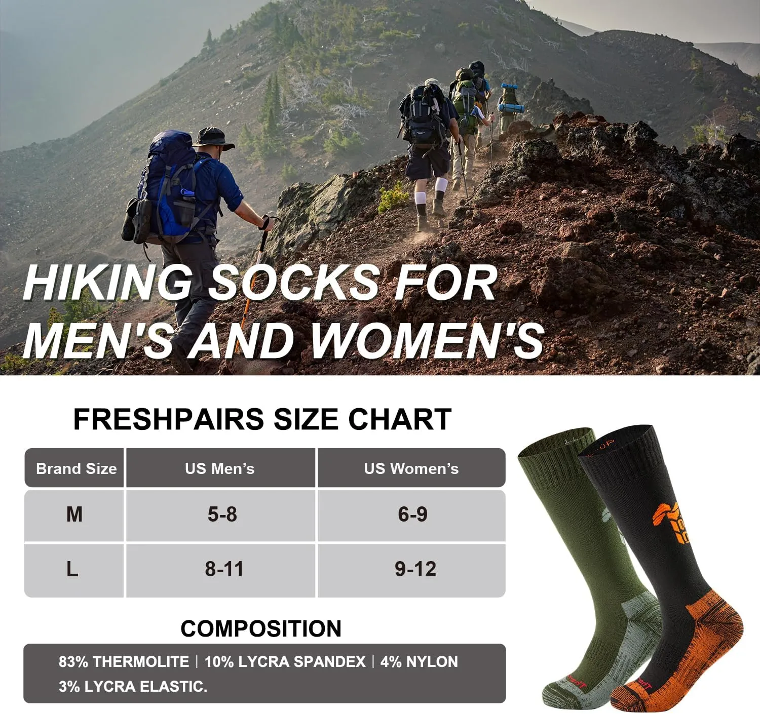 Tactical Boot Socks for Men, Mid-Calf, Cushioned, Moisture-Wicking & Quick-Dry, Athletic Support, 2-Pack