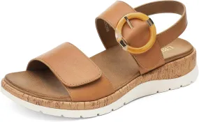 UBFEN Womens Flat Sandals Arch Support Open Toe Walking Comfy Casual Low Wedge Summer Shoes
