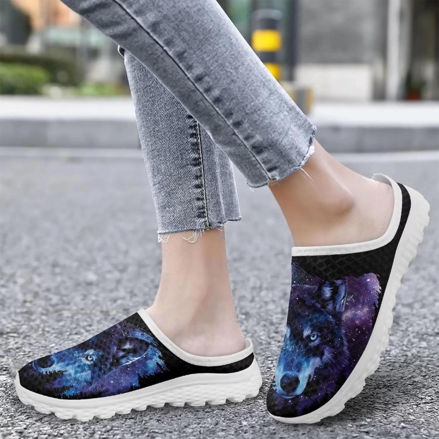 Womens Backless Slip on Shoes Half Sport Mesh Sneakers Lightweight Breathable Casual Walking Shoes