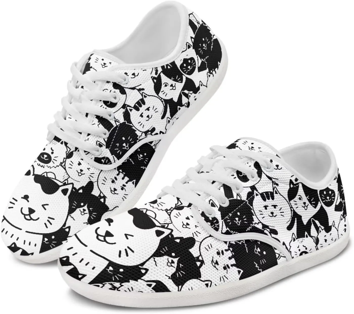 Women's Cat Running Barefoot Sneakers Casual Leisure Driving Loafers Lace-Up Outdoor Walking Shoes