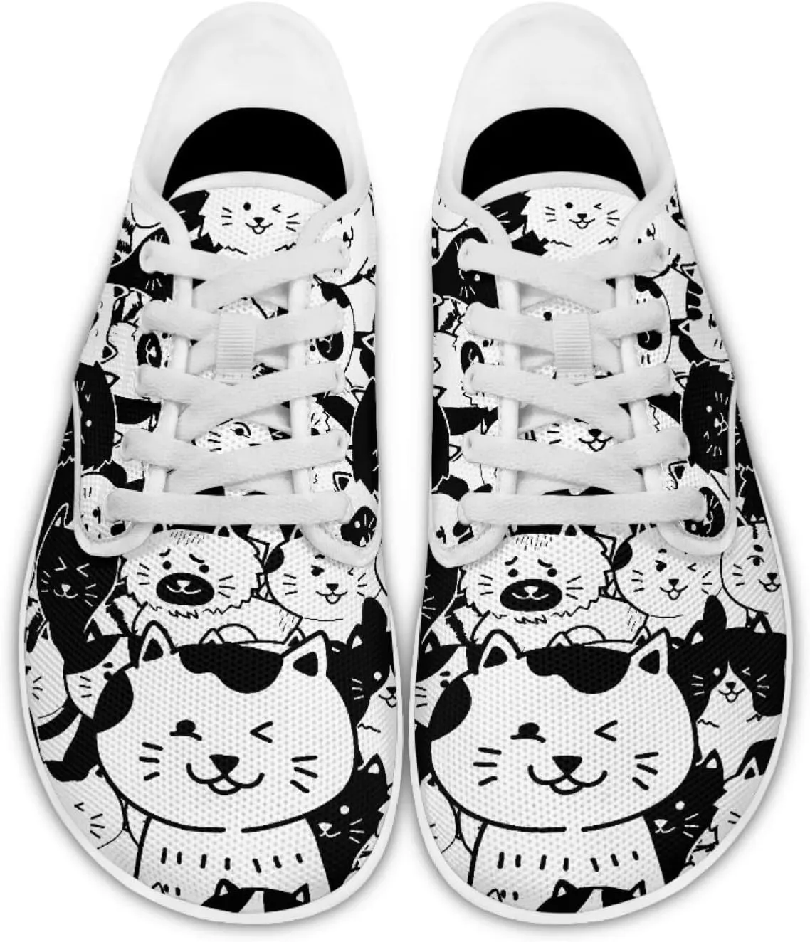 Women's Cat Running Barefoot Sneakers Casual Leisure Driving Loafers Lace-Up Outdoor Walking Shoes