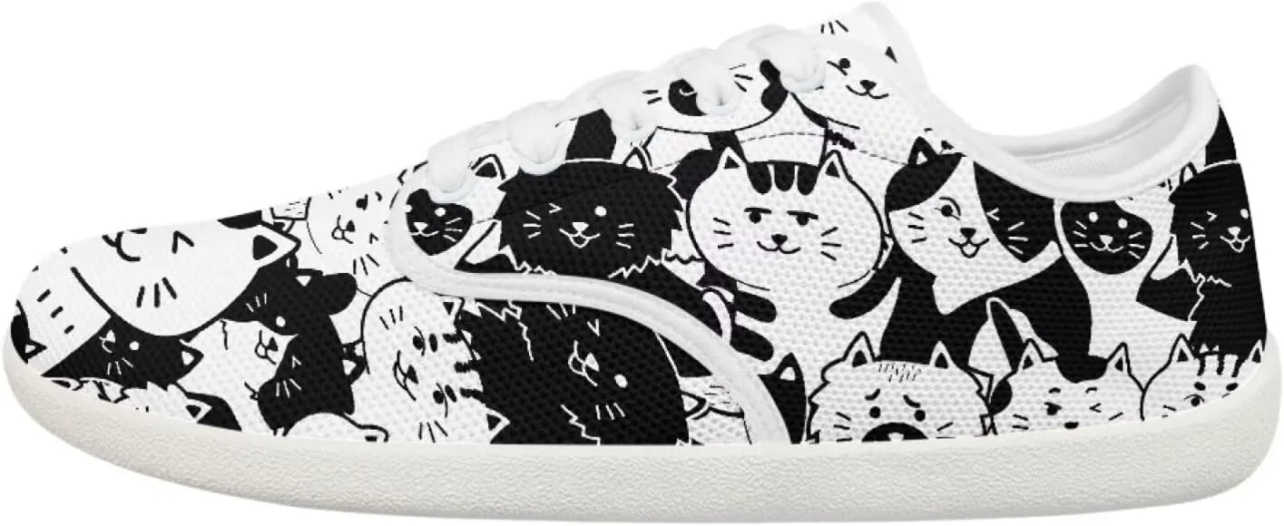 Women's Cat Running Barefoot Sneakers Casual Leisure Driving Loafers Lace-Up Outdoor Walking Shoes