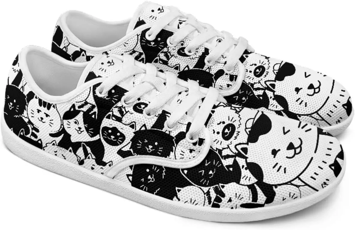 Women's Cat Running Barefoot Sneakers Casual Leisure Driving Loafers Lace-Up Outdoor Walking Shoes