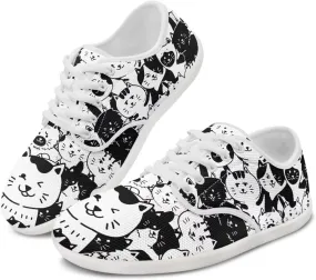 Women's Cat Running Barefoot Sneakers Casual Leisure Driving Loafers Lace-Up Outdoor Walking Shoes