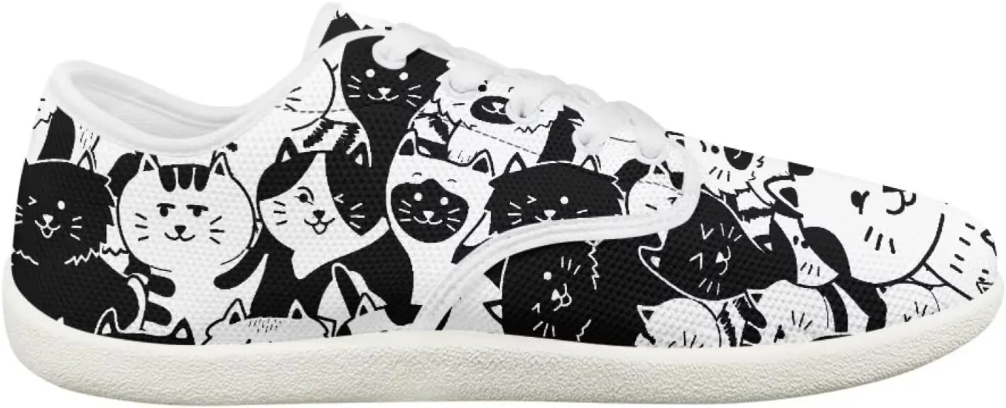 Women's Cat Running Barefoot Sneakers Casual Leisure Driving Loafers Lace-Up Outdoor Walking Shoes