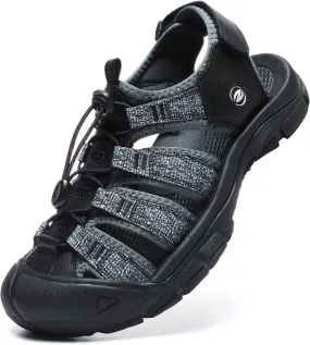 ziitop Mens Hiking Sandals Closed Toe Athletic Sport Sandals Leather Athletic Lightweight Trail Walking Casual Water Shoes